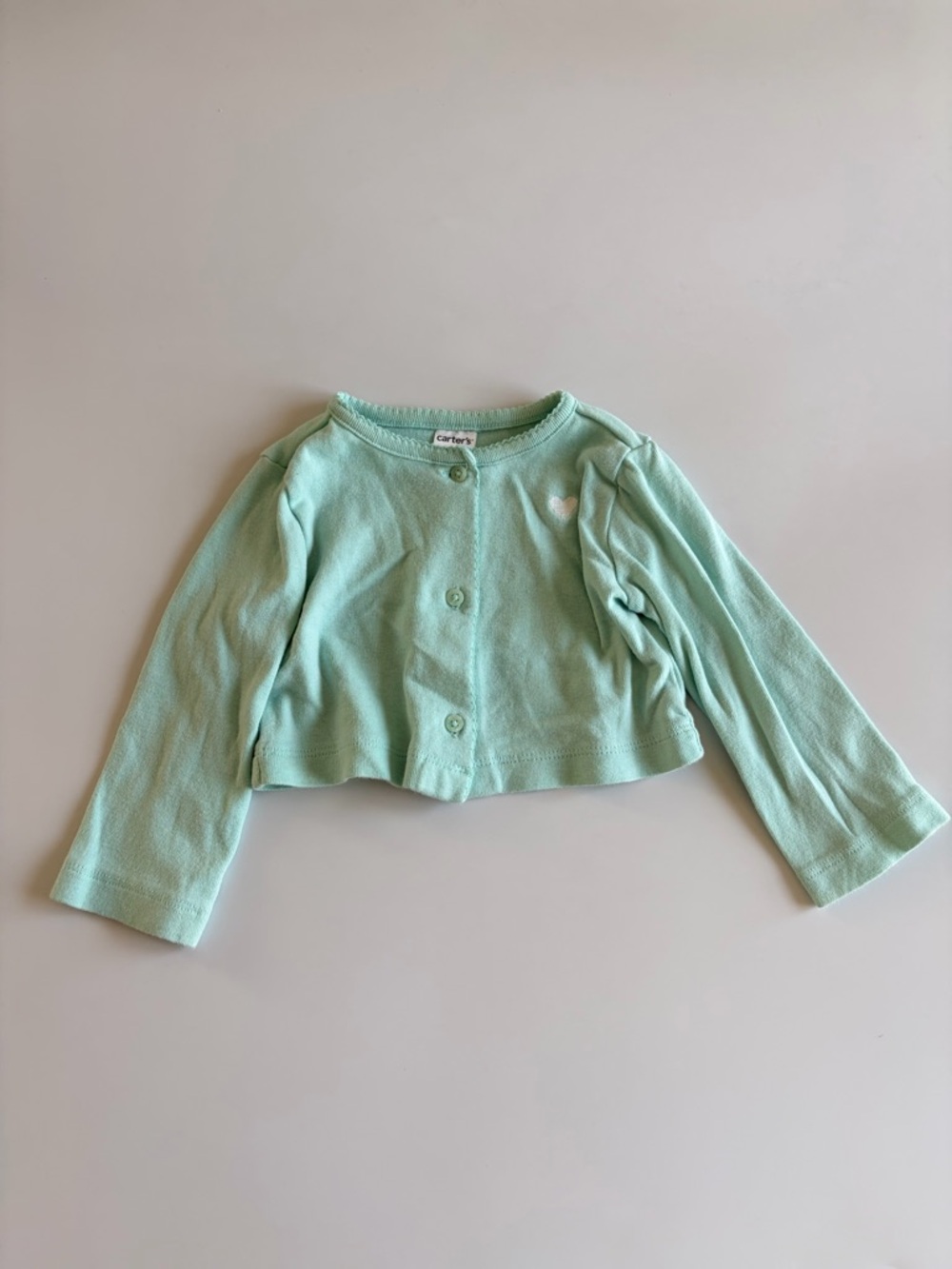 Bundle of Baby Girl Carter’s Onesies and Cardigans Size 9 Months Mint Green - Picture 2 of 16